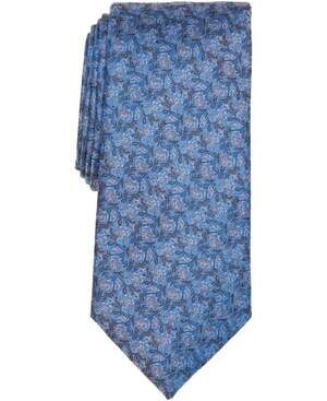 Michael Kors 3.25" Silk Blend Tolane Floral Print Classic Tie Blue One Size